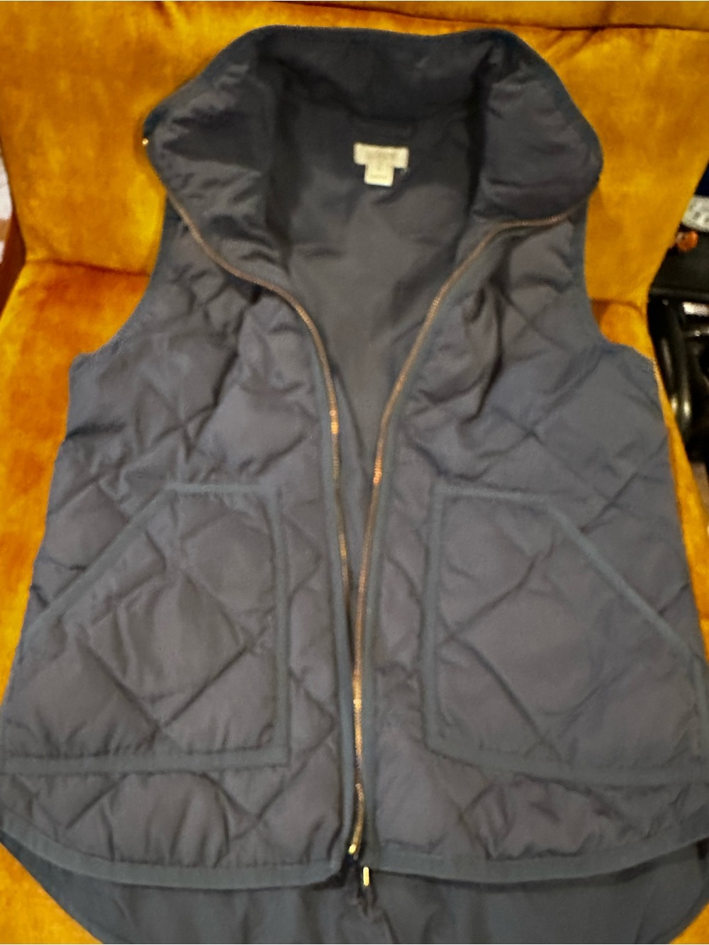 J. Crew Navy Quilted Stand-Collar Puffer Vest